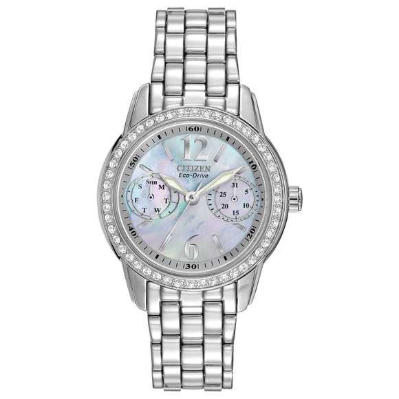 Citizen Eco-Drive Silver Watch with Iridescent Dial